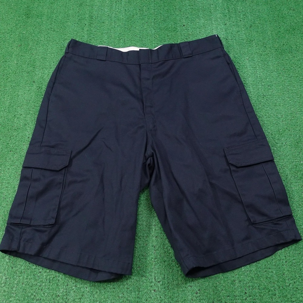 Dickies Shorts Mens 42 Blue Cargo Loose Fit Pockets 13 Inseam